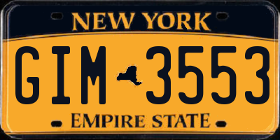 NY license plate GIM3553