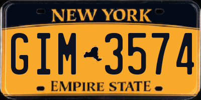 NY license plate GIM3574