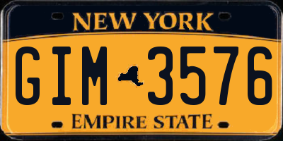 NY license plate GIM3576