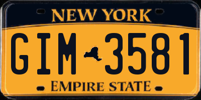 NY license plate GIM3581