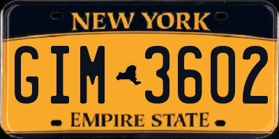 NY license plate GIM3602