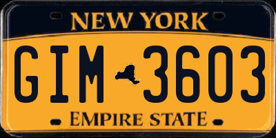 NY license plate GIM3603