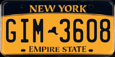 NY license plate GIM3608