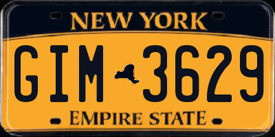 NY license plate GIM3629