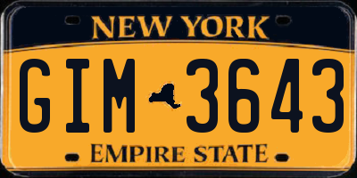NY license plate GIM3643
