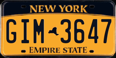NY license plate GIM3647