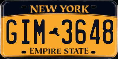 NY license plate GIM3648