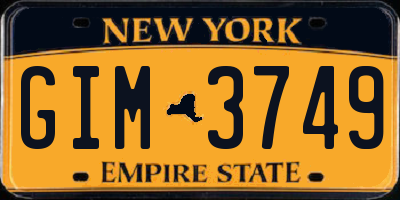 NY license plate GIM3749