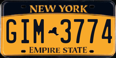 NY license plate GIM3774