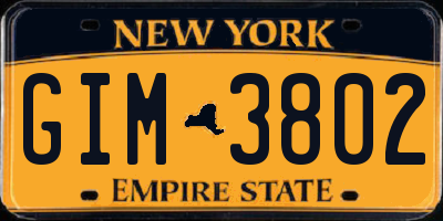 NY license plate GIM3802