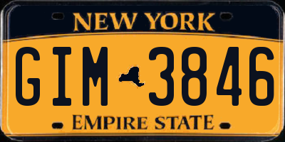 NY license plate GIM3846