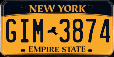 NY license plate GIM3874