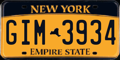 NY license plate GIM3934