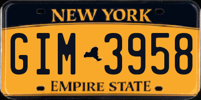 NY license plate GIM3958