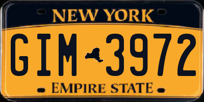 NY license plate GIM3972