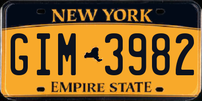 NY license plate GIM3982