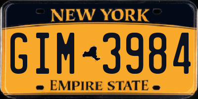 NY license plate GIM3984