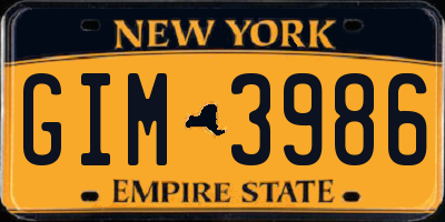 NY license plate GIM3986