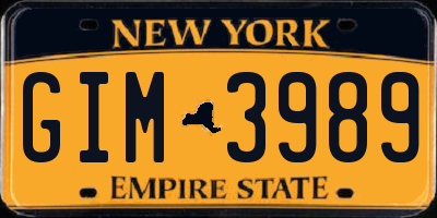 NY license plate GIM3989