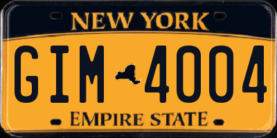 NY license plate GIM4004