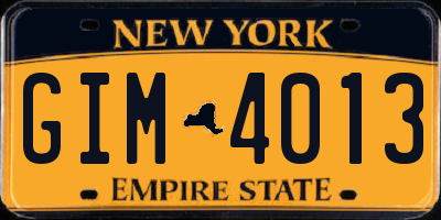 NY license plate GIM4013