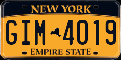 NY license plate GIM4019
