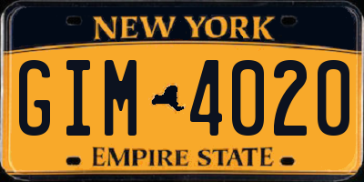 NY license plate GIM4020