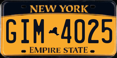 NY license plate GIM4025