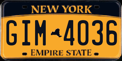 NY license plate GIM4036