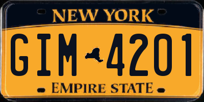 NY license plate GIM4201