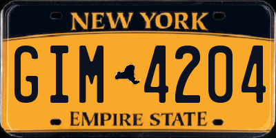 NY license plate GIM4204