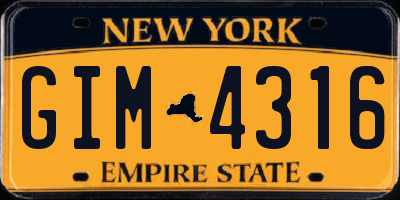 NY license plate GIM4316