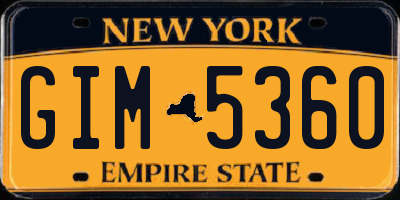 NY license plate GIM5360