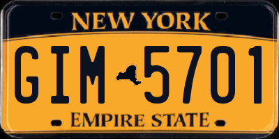 NY license plate GIM5701