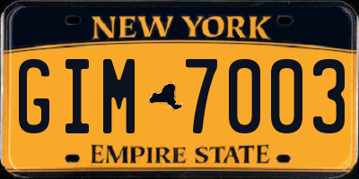 NY license plate GIM7003