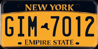 NY license plate GIM7012