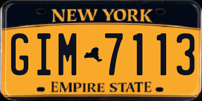 NY license plate GIM7113