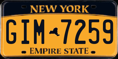 NY license plate GIM7259