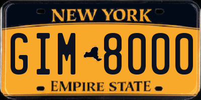 NY license plate GIM8000