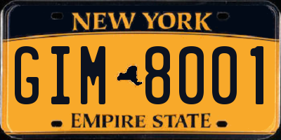 NY license plate GIM8001
