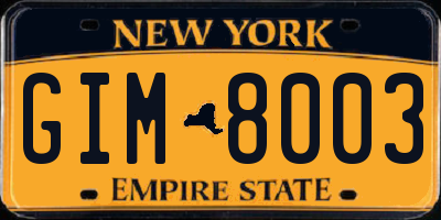 NY license plate GIM8003