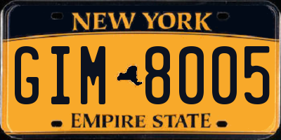 NY license plate GIM8005