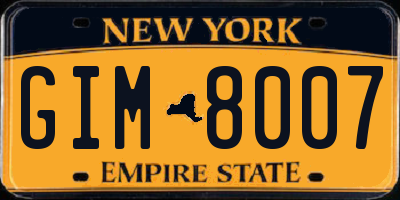 NY license plate GIM8007