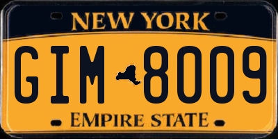 NY license plate GIM8009