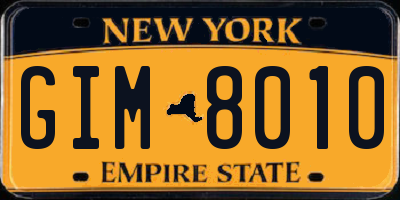 NY license plate GIM8010