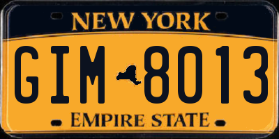 NY license plate GIM8013