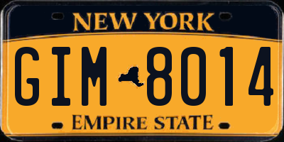 NY license plate GIM8014