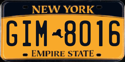 NY license plate GIM8016