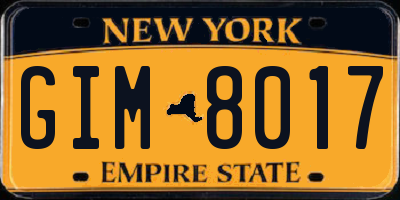 NY license plate GIM8017
