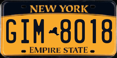 NY license plate GIM8018